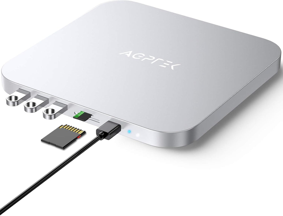 Type-C Hub with Hard Drive Enclosure, USB-C Docking Station & Stand with SATA SSD/HDD Slot, TF/SD Card Readers/USB Ports P66584