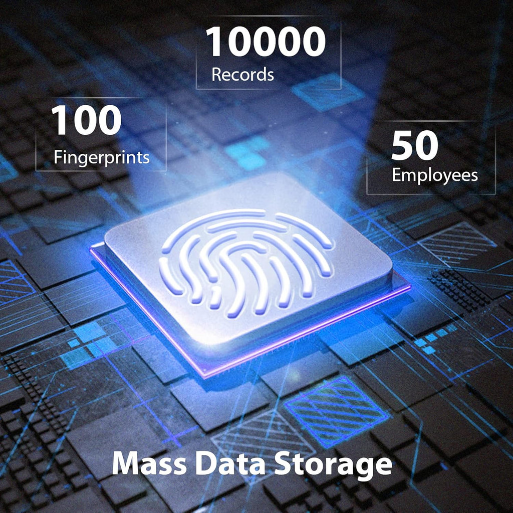 Time Clock, Fingerprint Time Card Machine with App D42546