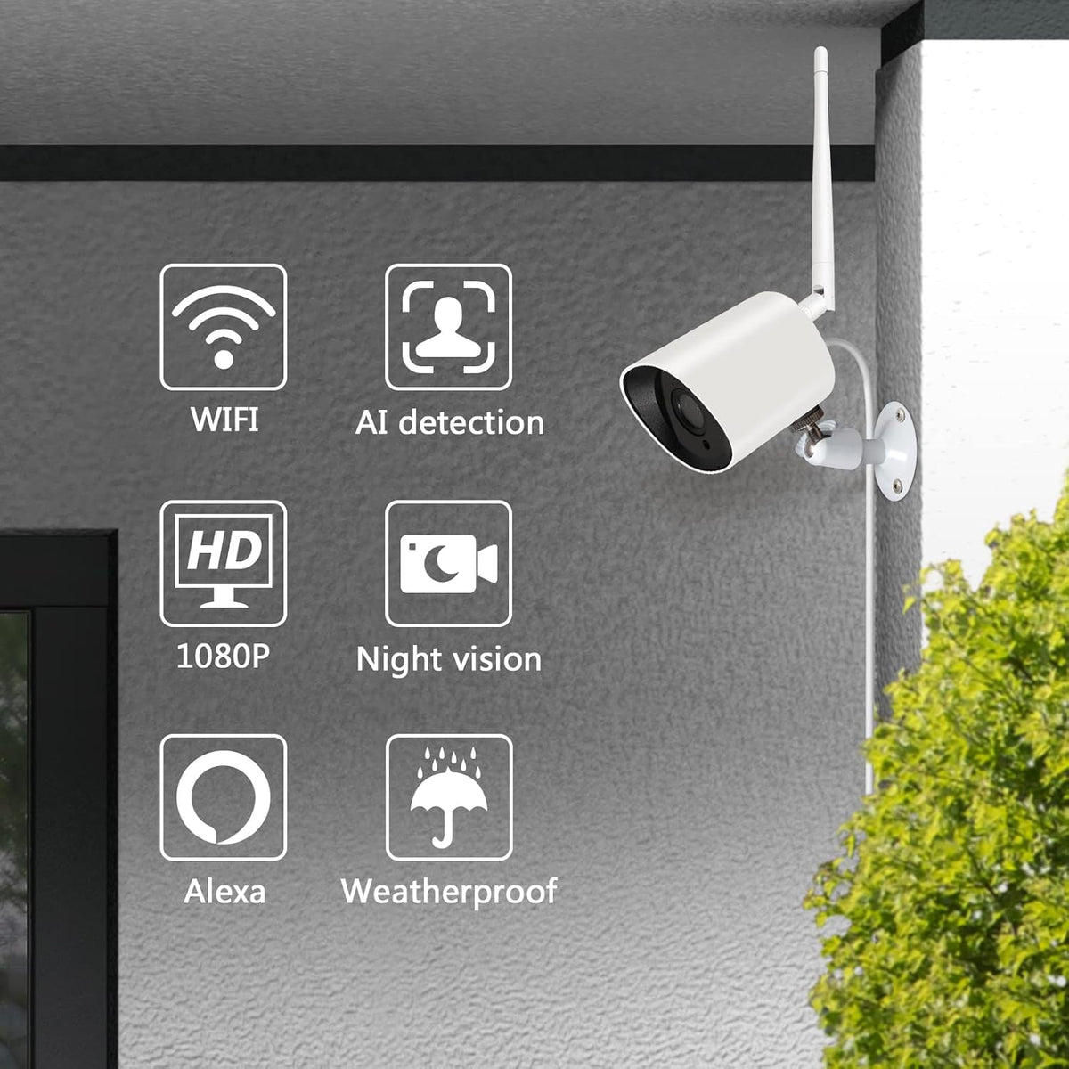 White 1080p Wireless Security Camera 3Pack Z225