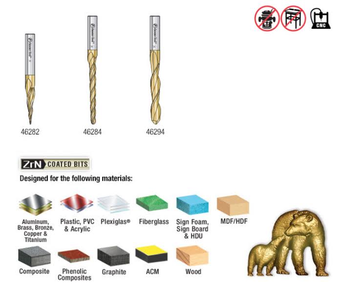 3-Pc CNC 2D/3D Carving Ball Nose Router Bit V131