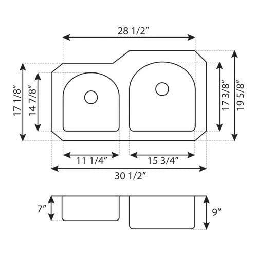 Undermount Double Basin Kitchen Sink B985