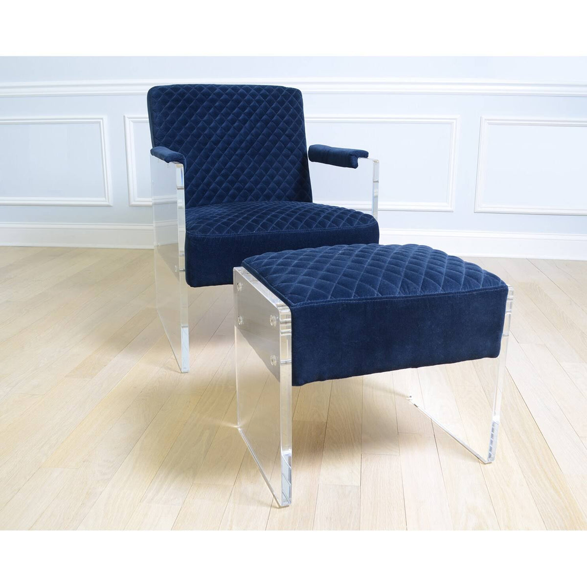 Navy Acrylic Velvet Accent Chair Q6645