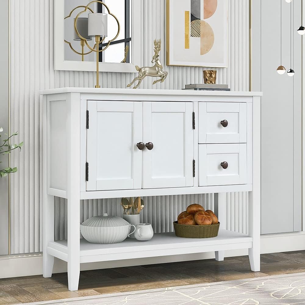 Green Wood Console Table with 2 Drawers X94404