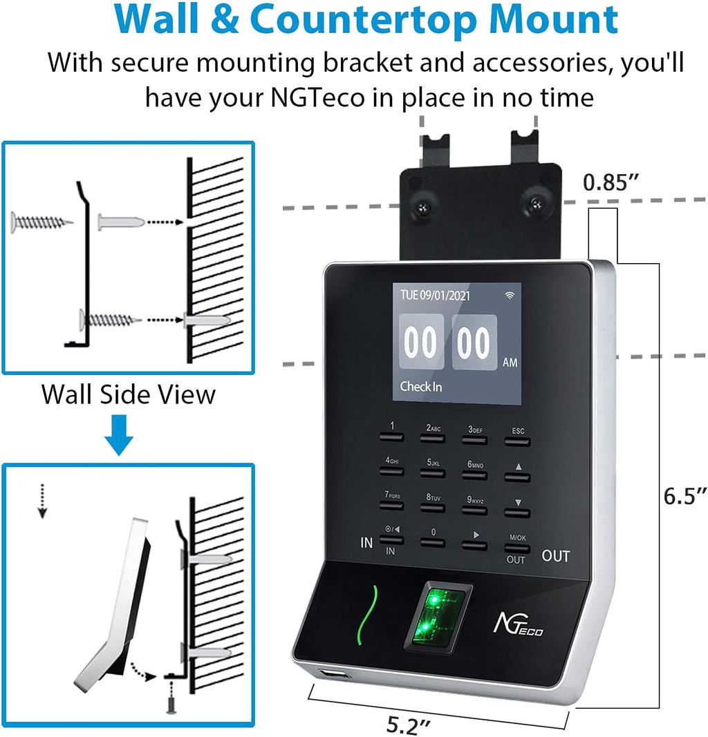 Time Clock, Fingerprint Time Card Machine with App D42546