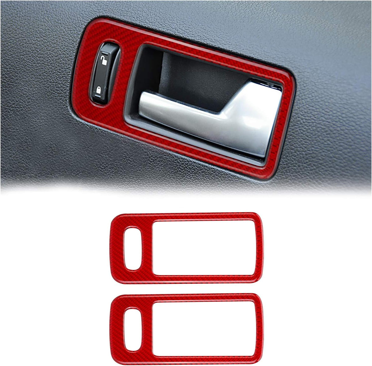 Carbon Fiber Interior Door Handle Decoration Sticker 2Pcs Red B739