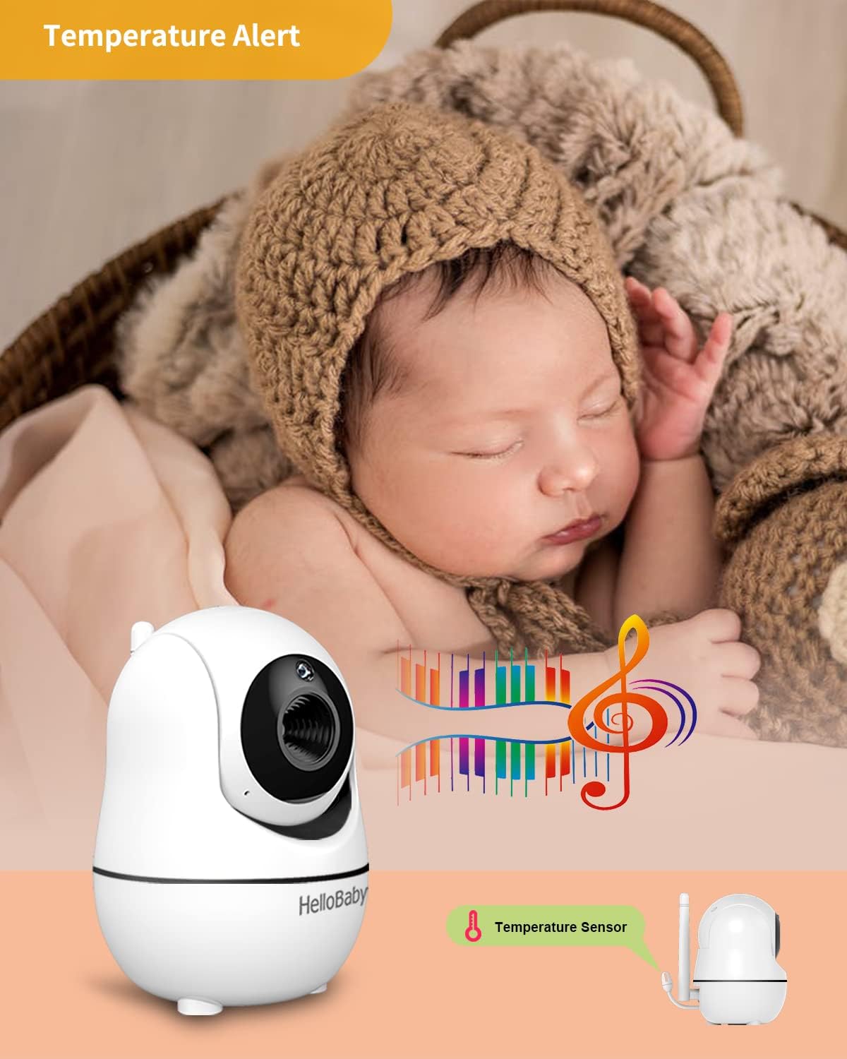 Video Baby Monitor with Camera and Audio, 3.2'' LCD Screen, Night Vision, Two Way Audio W662