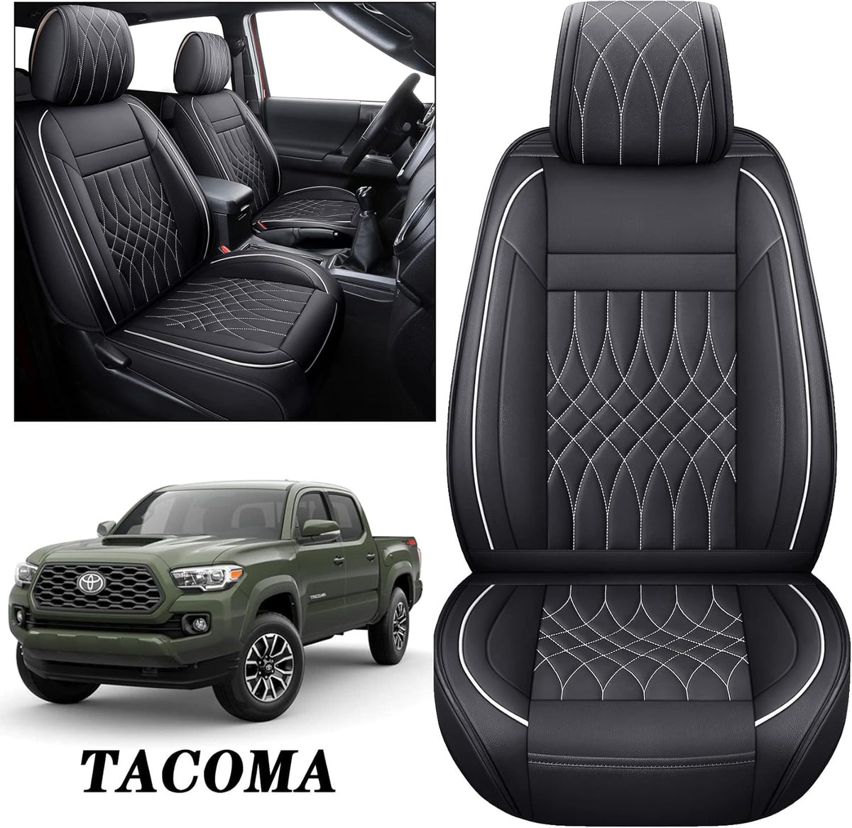 Toyota Tacoma Seat Covers 2005-2022 Crew Double Cab Pickup Airbag Compatible 5 PCS Full Set W292700