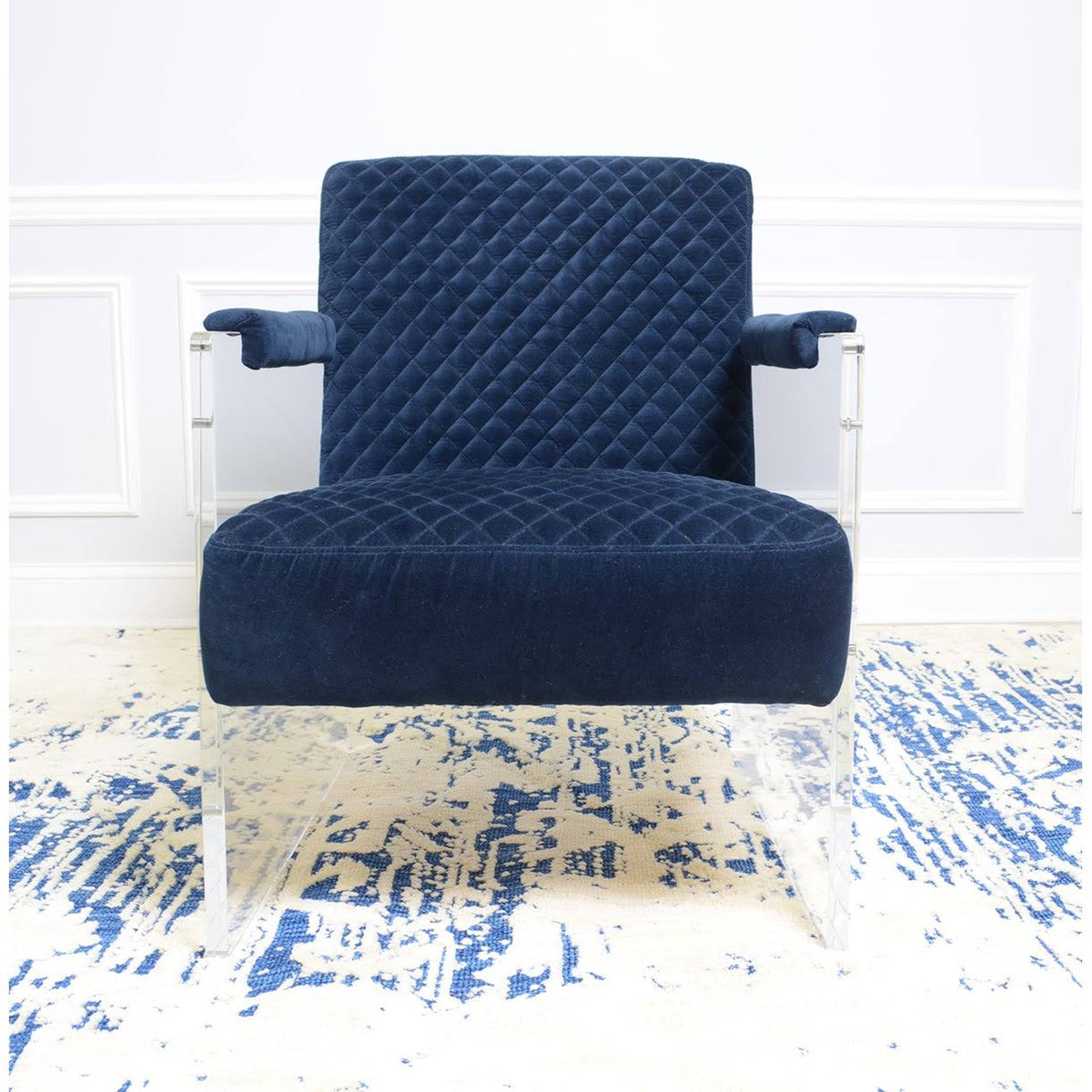 Navy Acrylic Velvet Accent Chair Q6645