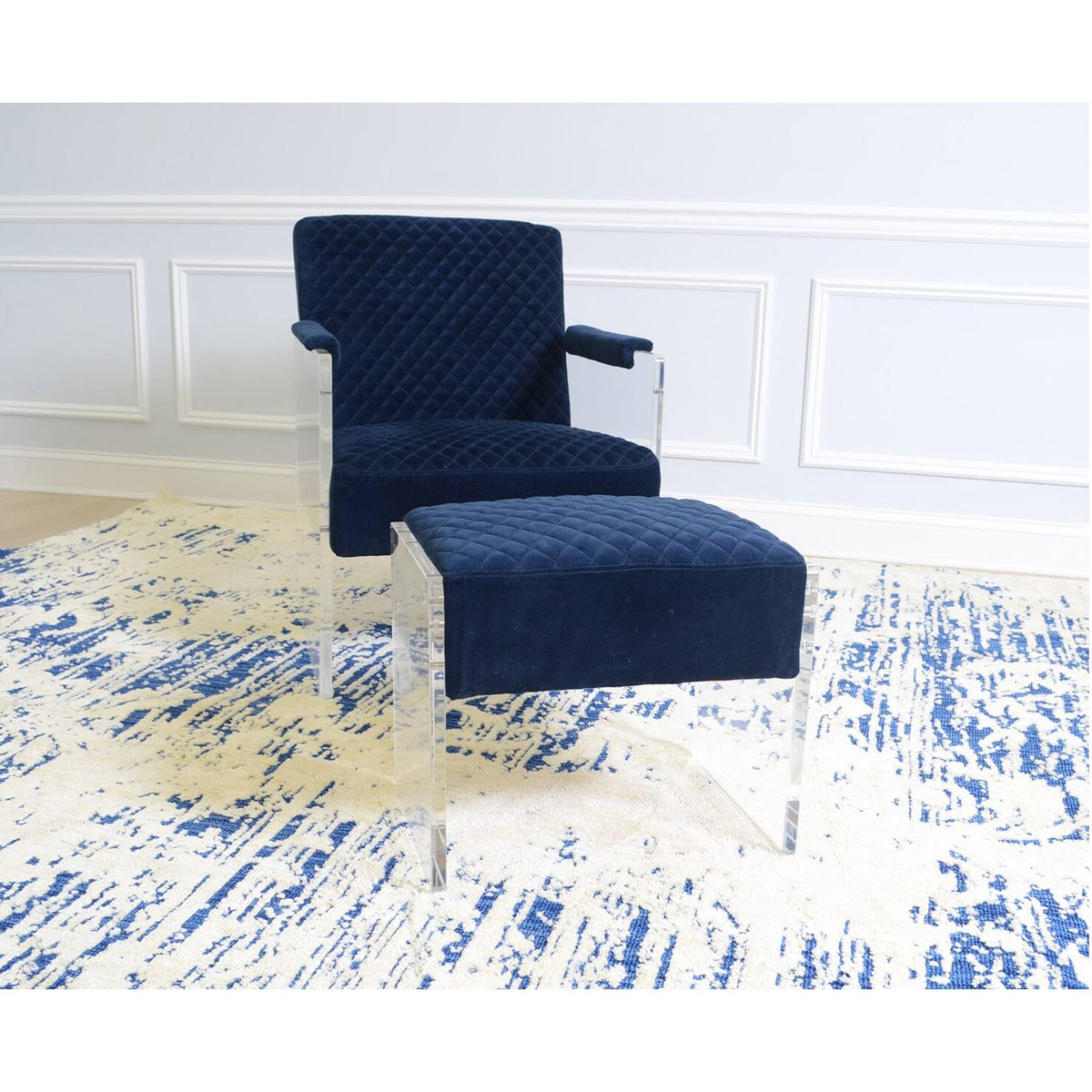 Navy Acrylic Velvet Accent Chair Q6645