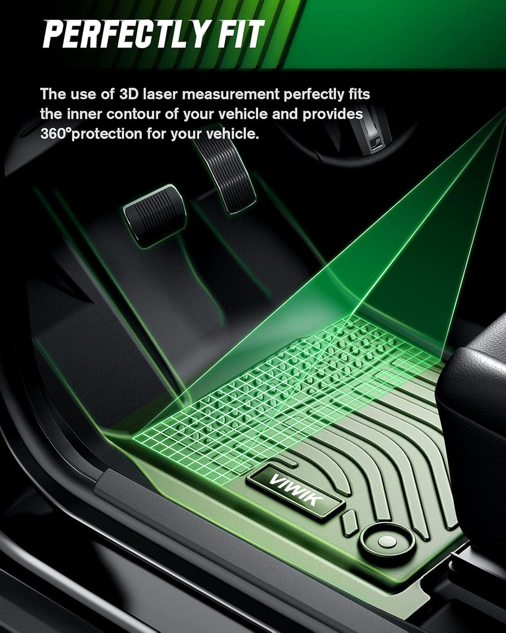 Black TPE Floor Mats Full Set 1st 2nd 3rd Row P544