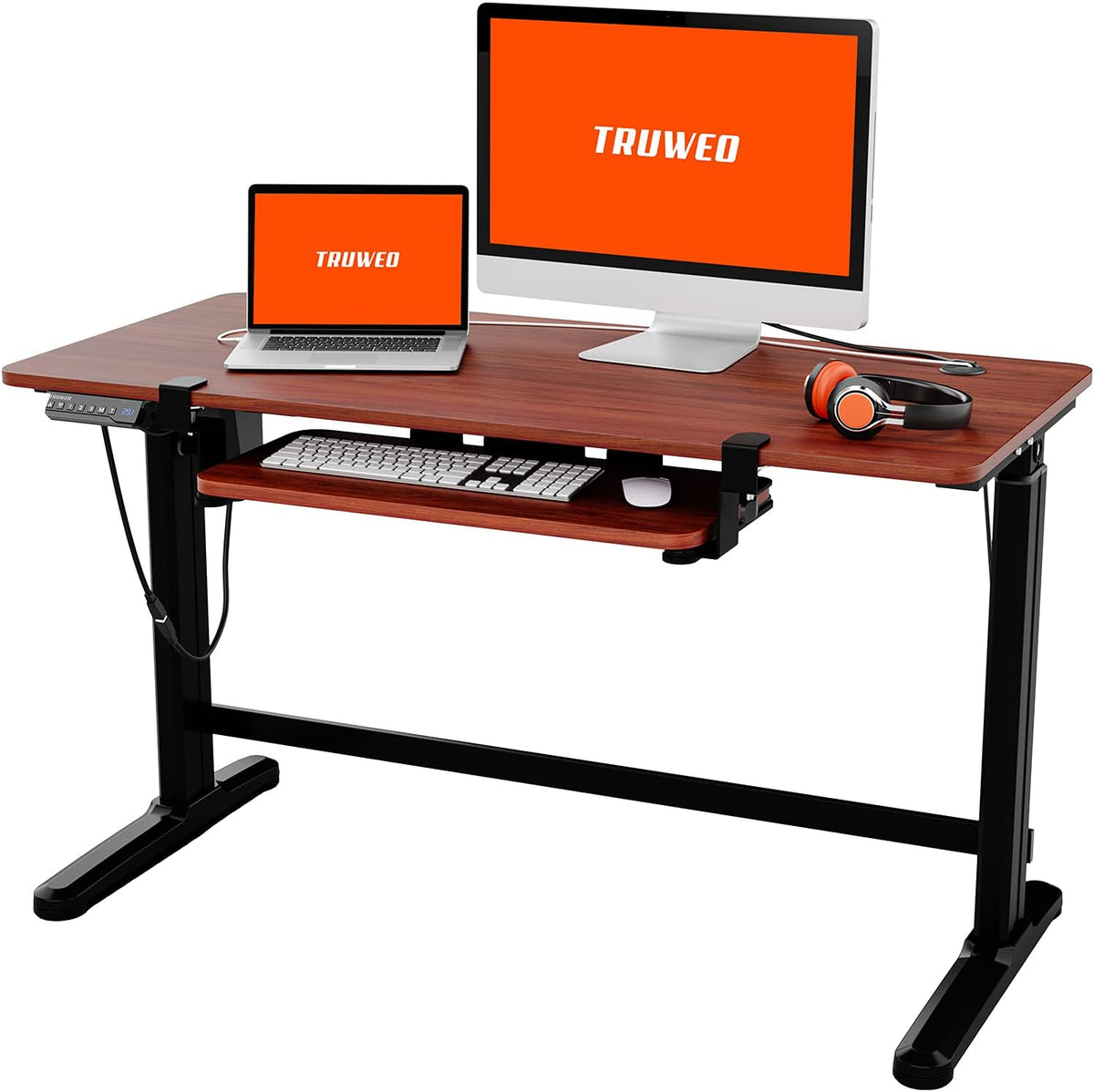 Adjustable Electric Standing Desk with Keyboard Tray L469562