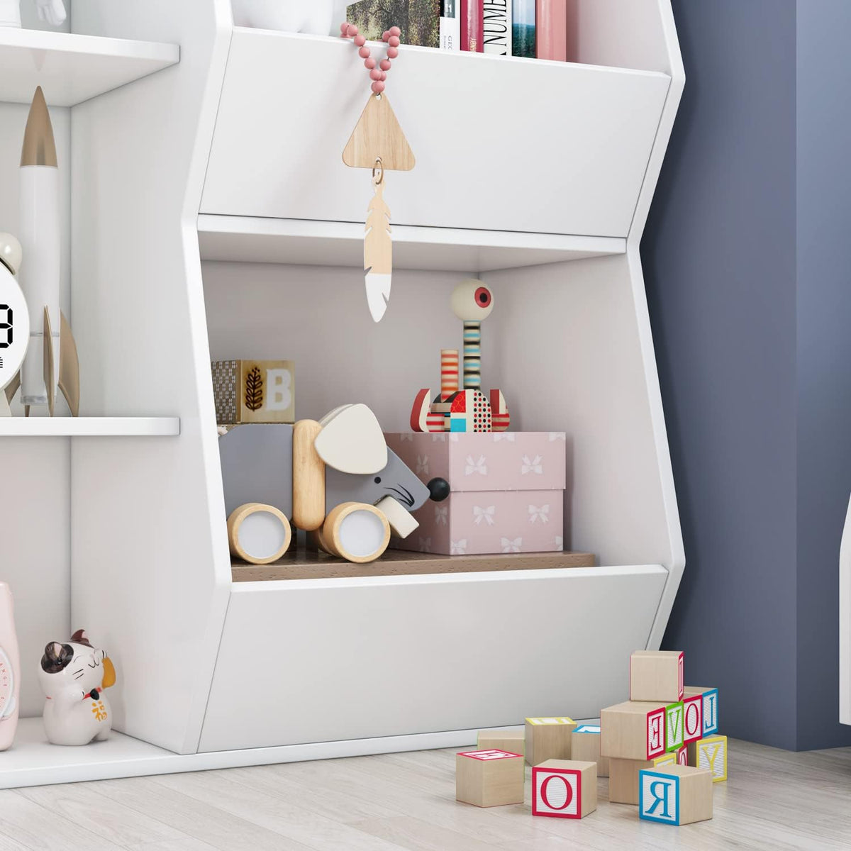 White 5 Cubby Toy Storage Organizer R3364