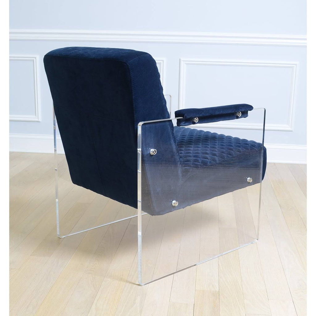 Navy Acrylic Velvet Accent Chair Q6645