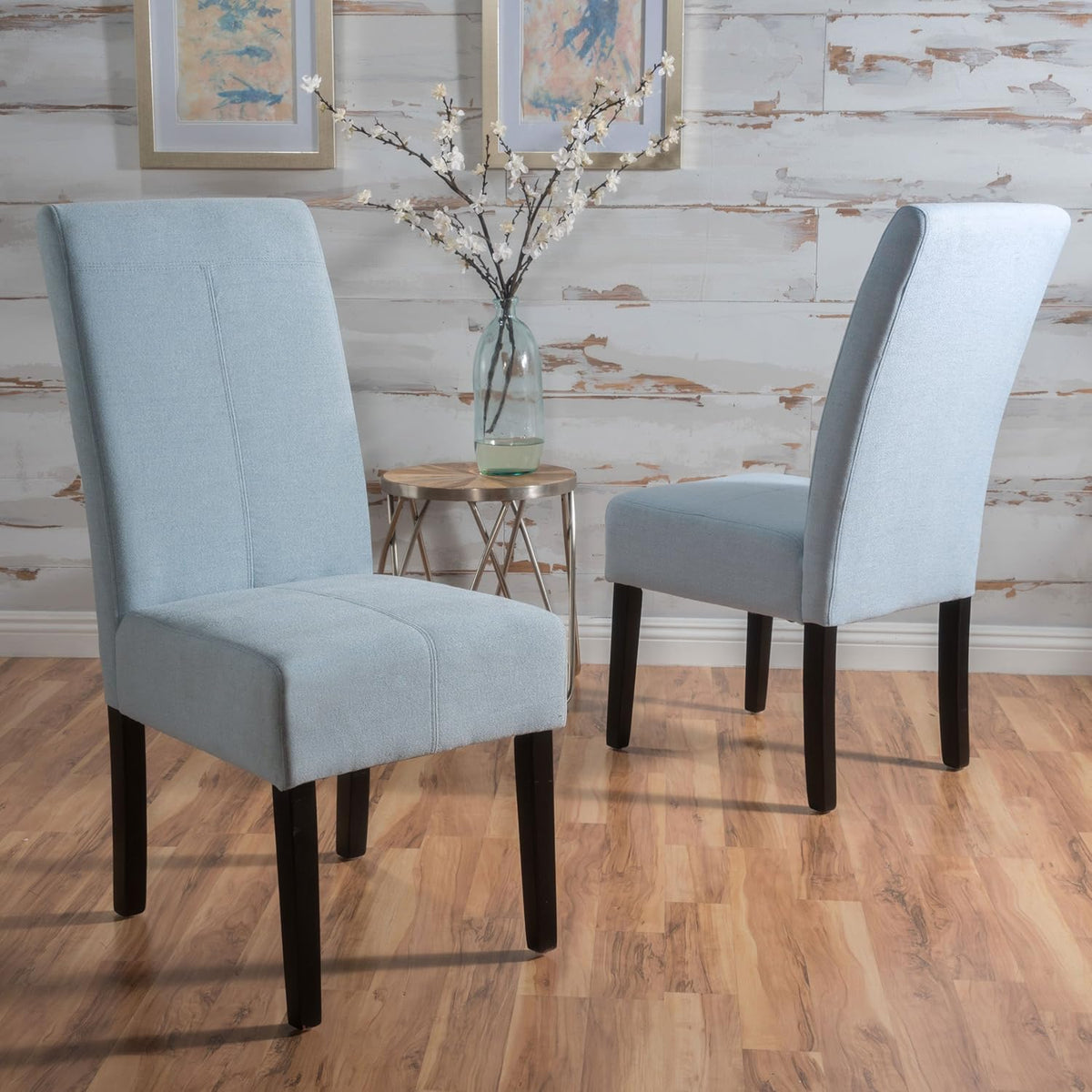Light Sky Fabric Dining Chairs, 2-Pcs Set T987