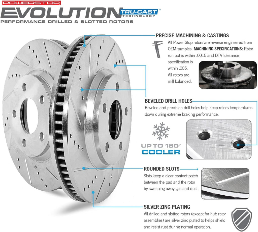 Front and Rear Carbon Fiber Brake Pads with Drilled & Slotted Brake Rotors Kit J392