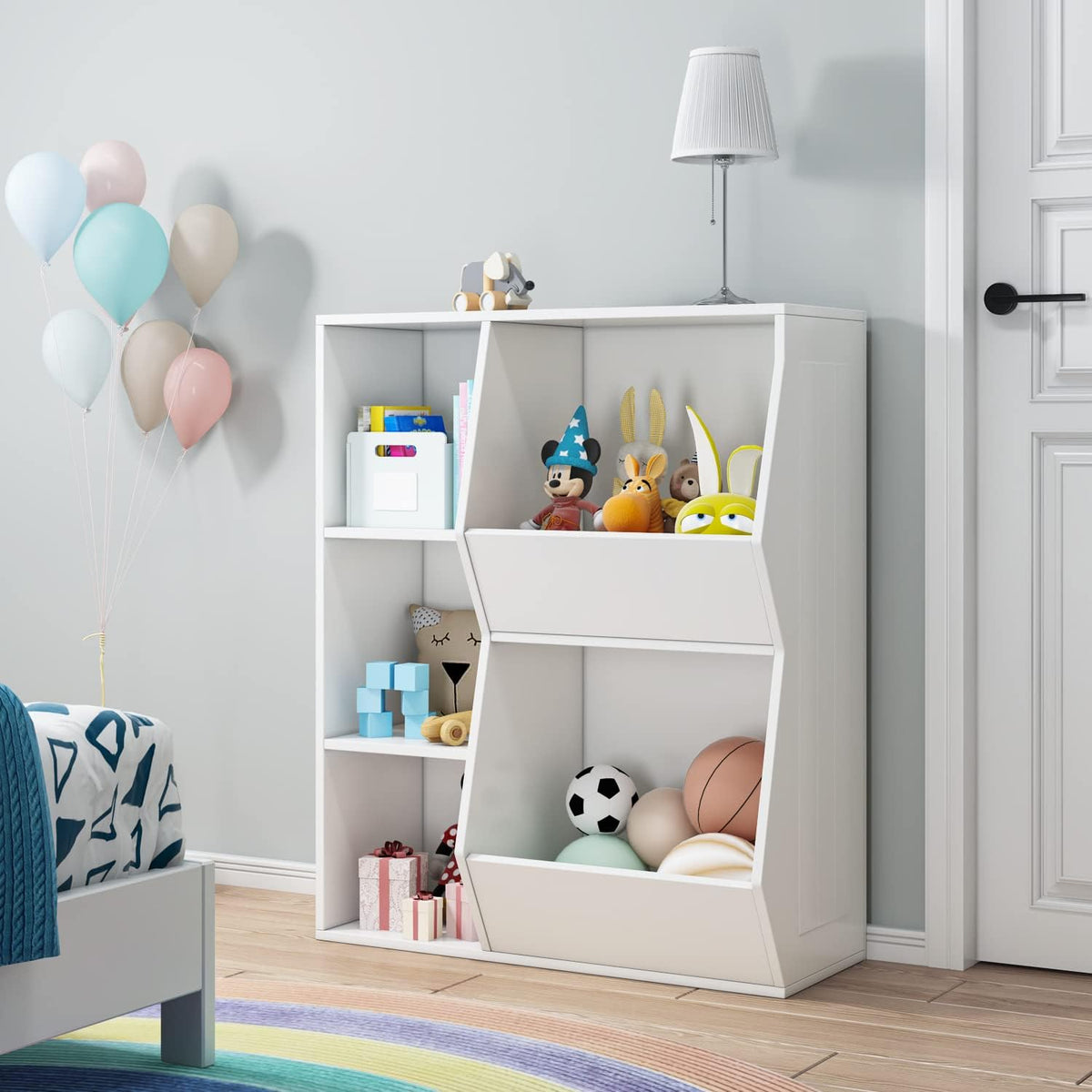 White 5 Cubby Toy Storage Organizer R3364