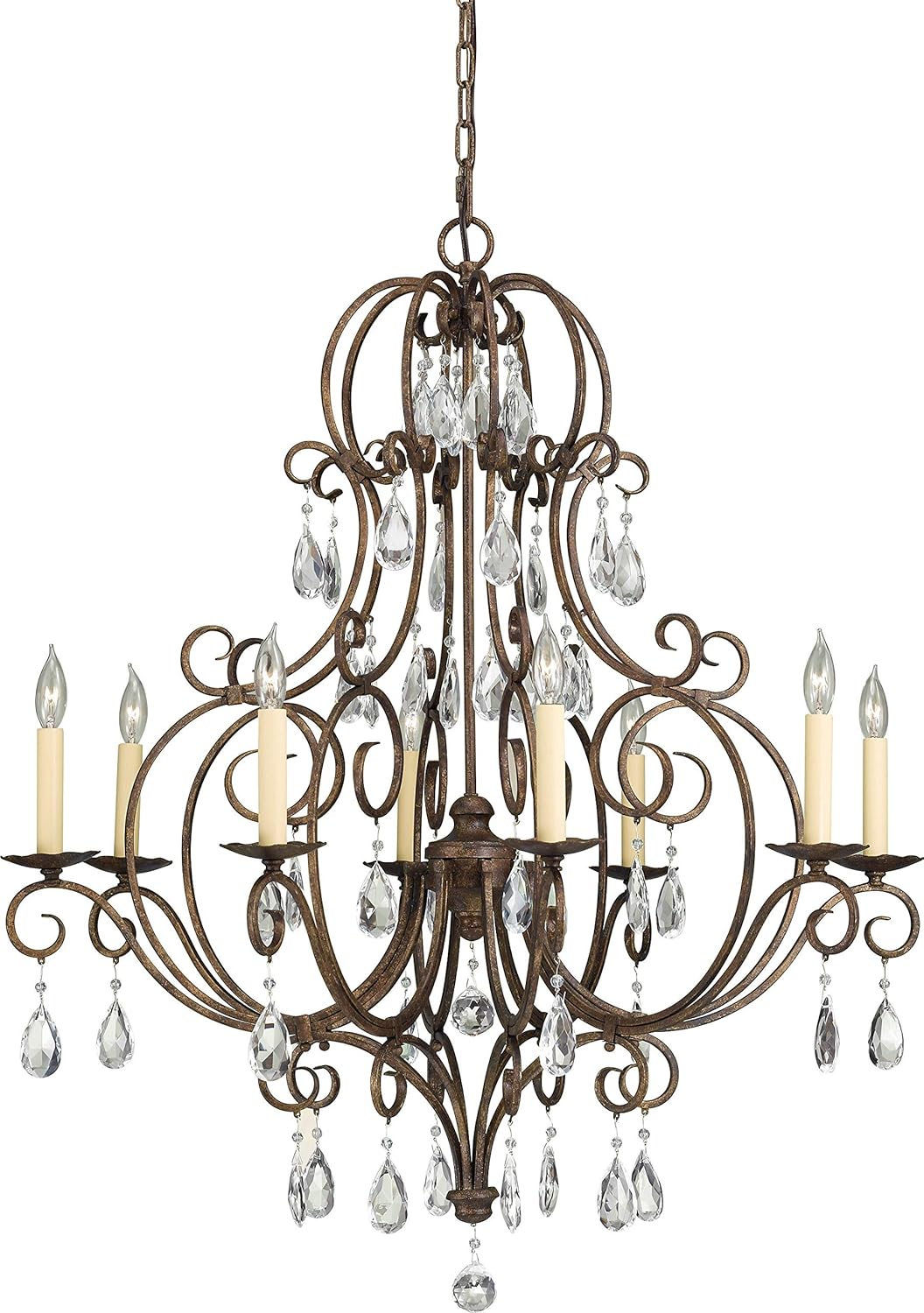 Bronze 8-Light Crystal Candle Chandelier F31744