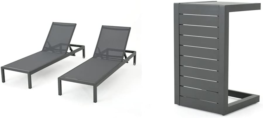 Grey Aluminum Chaise Lounges 2-Pcs Set X72747