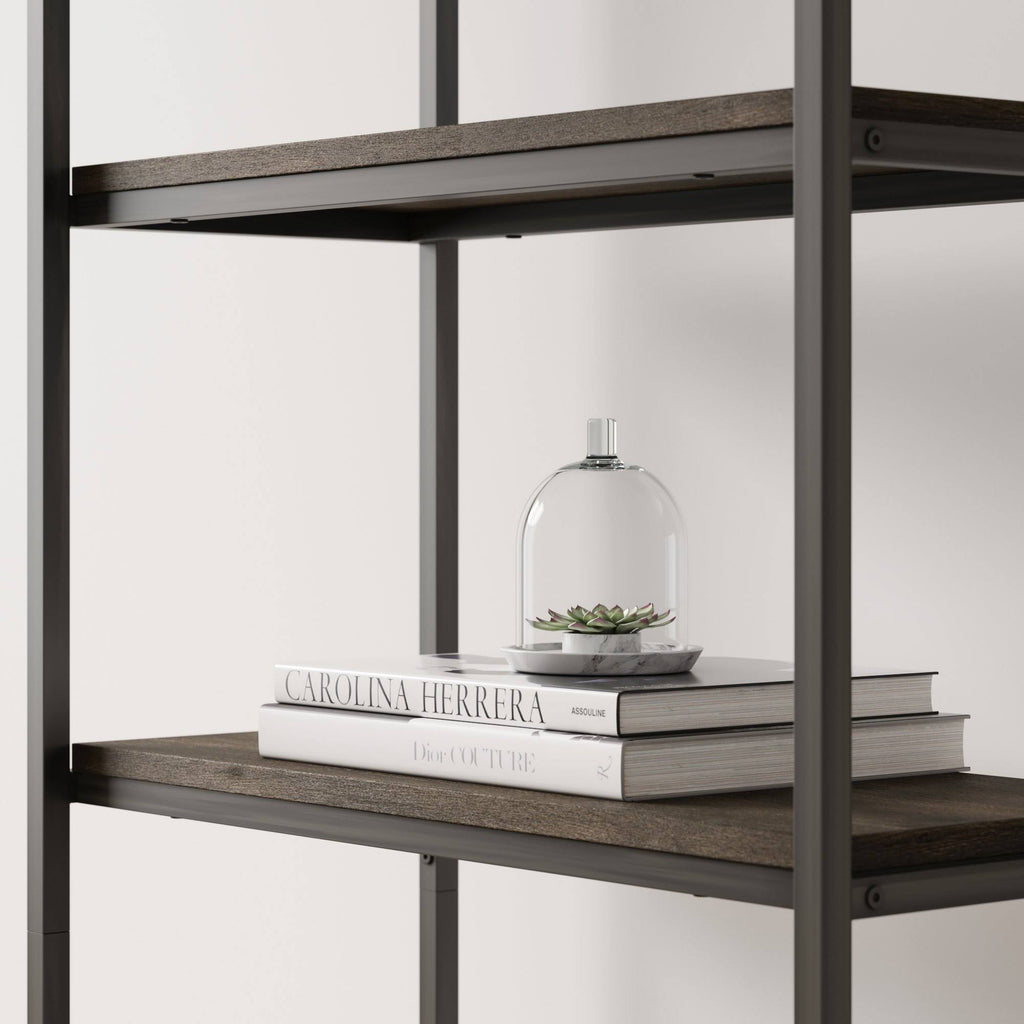 5-Shelf Wood Bookcase with Metal Frame D988908