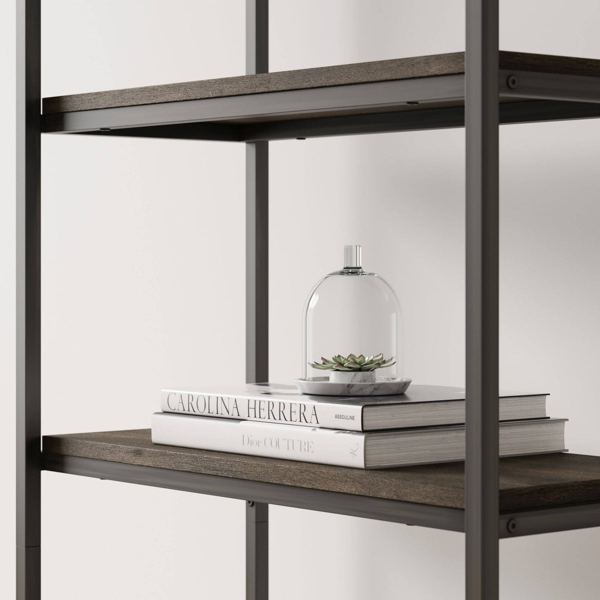 5-Shelf Wood Bookcase with Metal Frame D988908