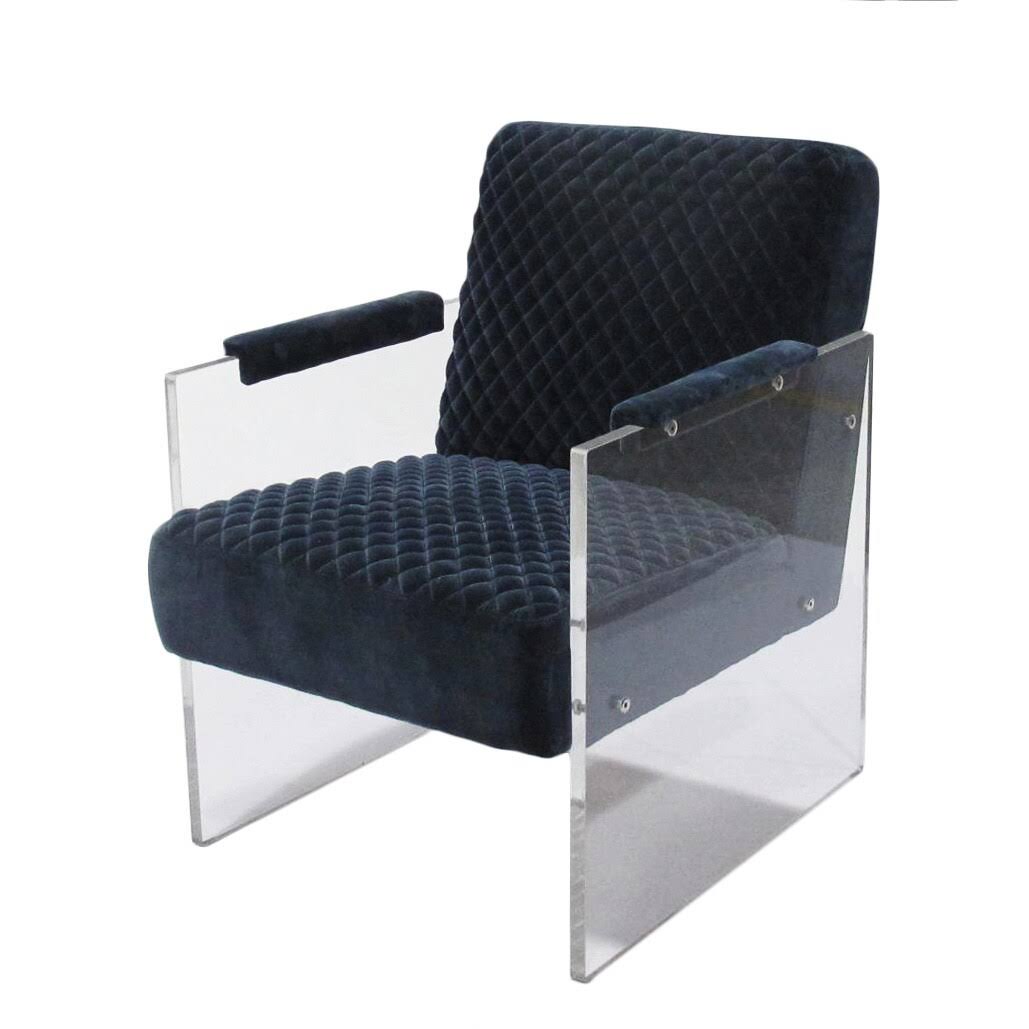 Navy Acrylic Velvet Accent Chair Q6645