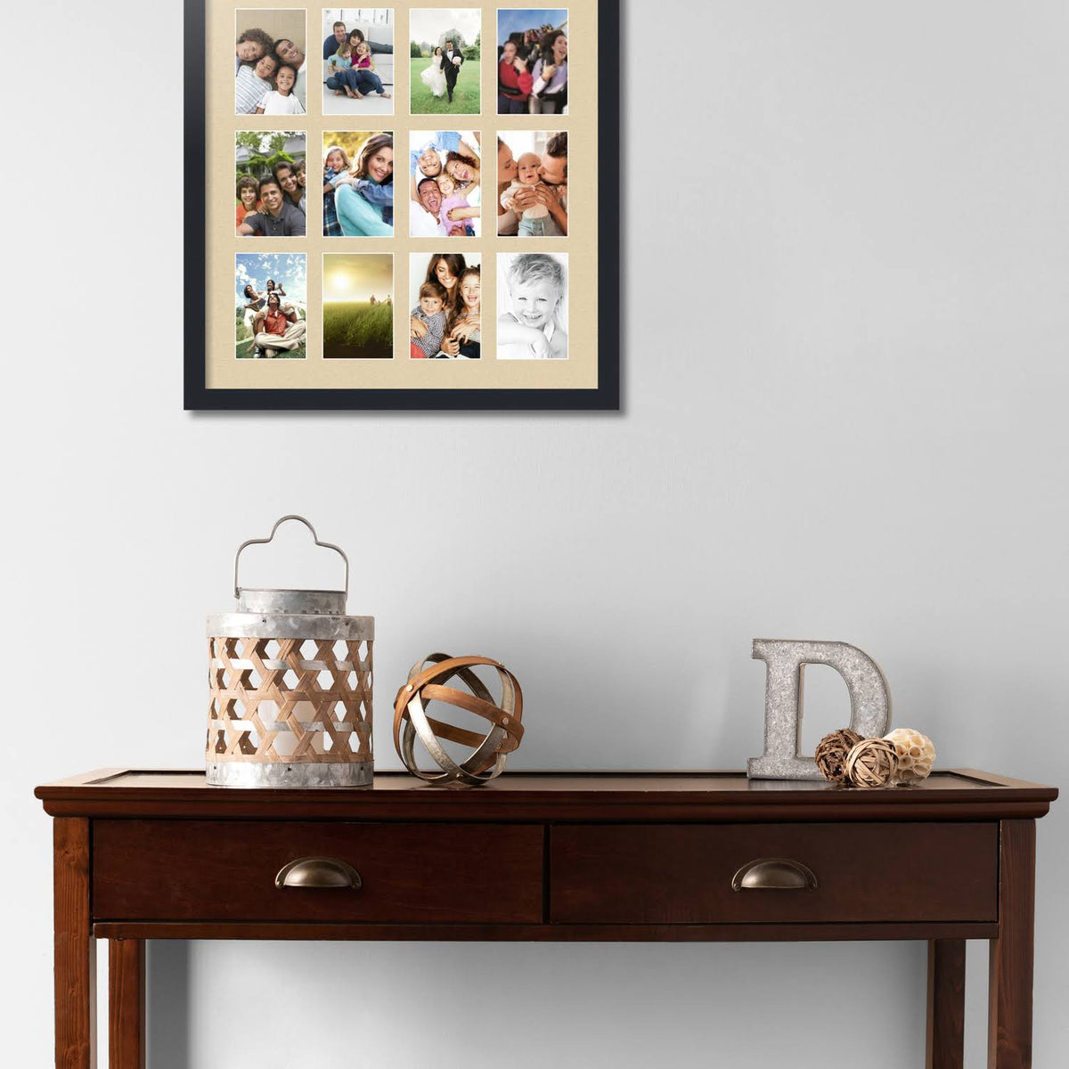 Satin Black Collage Picture Frame with 12 openings for 4x6 Photos Z16272