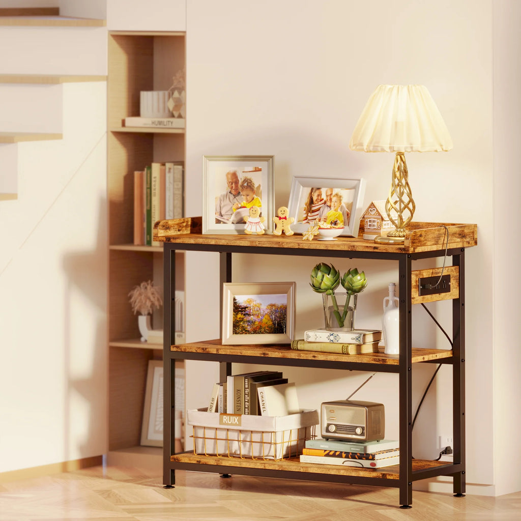 Height Adjustable 32 Inch Sofa Table with Power Outlet I4066