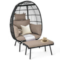 Oversized Wicker Egg Chair with Stand and Cushions N668