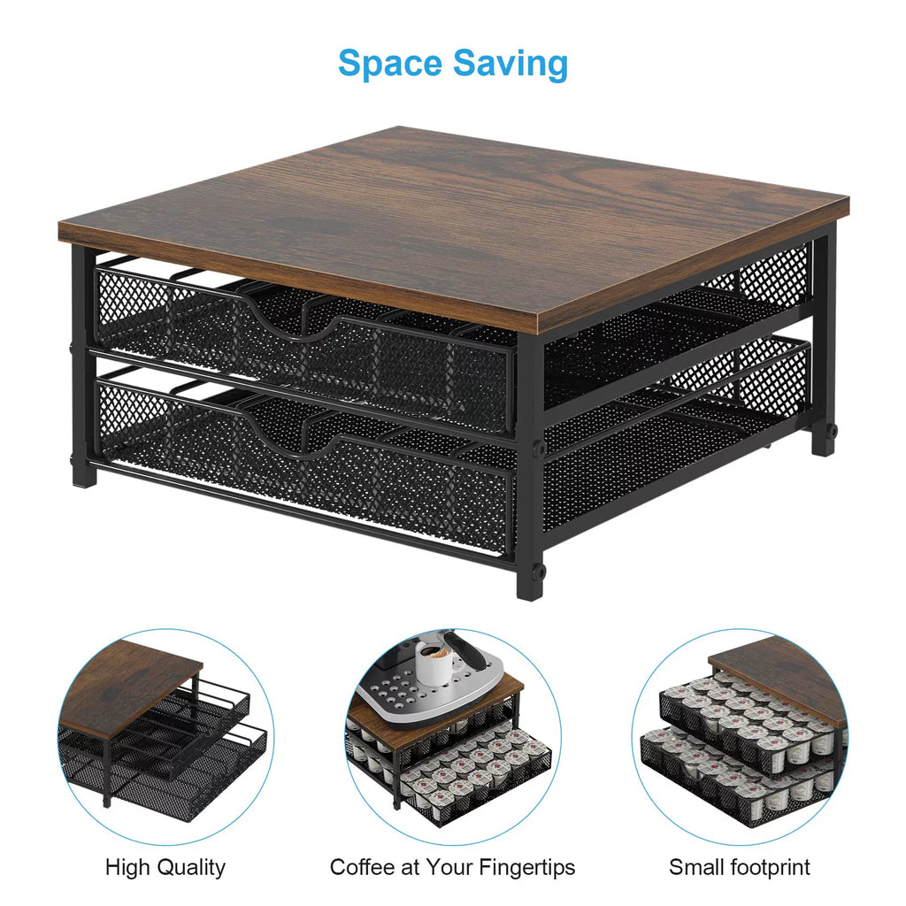 2-Layer 72 Capacity K Cup Holder Storage Drawer, Black T71013