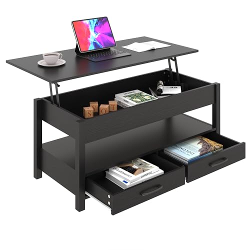 Lift Top Coffee Table with Hidden Compartment and Drawers P9248