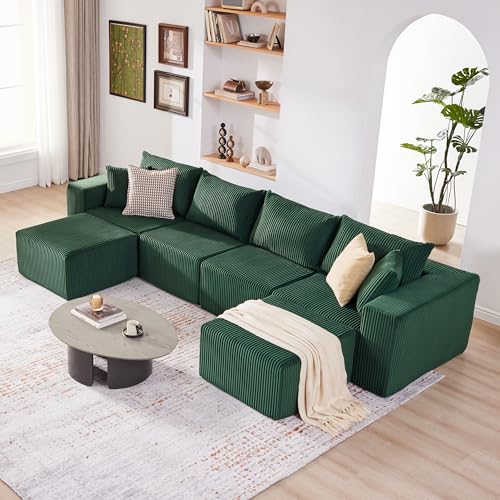 107.4" Beige Corduroy Modular Sectional Sofa J2300
