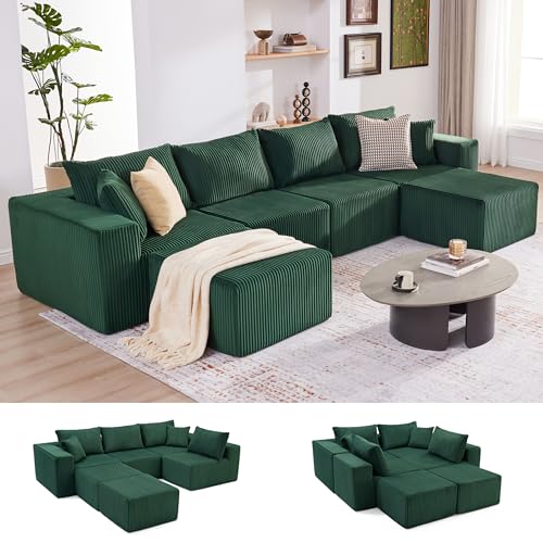 107.4" Beige Corduroy Modular Sectional Sofa J2300