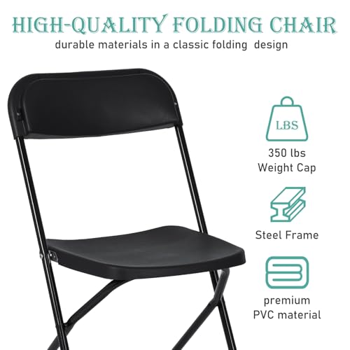 White Plastic Folding Chairs, 10 Pack Stackable Steel Frame O229384