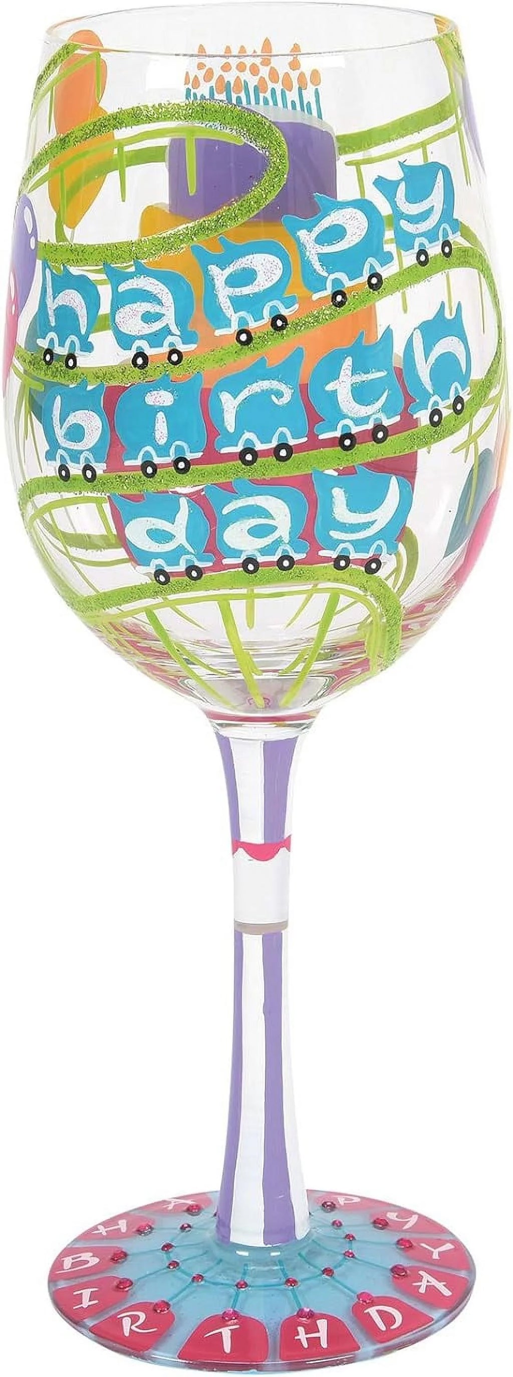 Hand-Painted Wine Glass, 1 Count (Pack Of 1), Multicolor M915