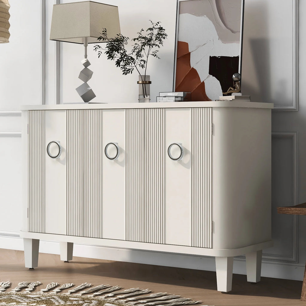 Solid Wood Veneer Storage Cabinet with Three Doors H5730