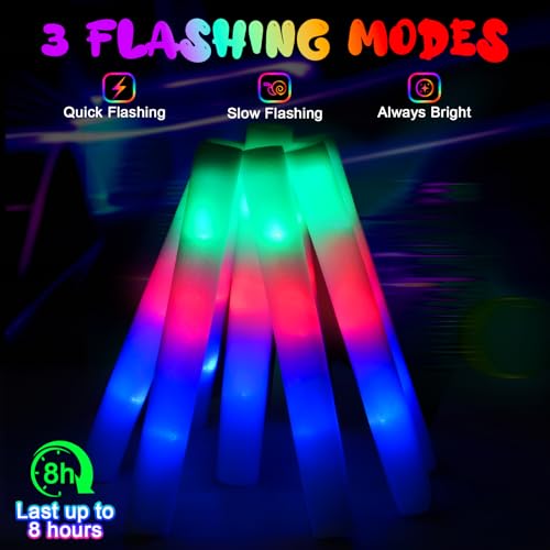 44 PCS Foam Glow Sticks with 3 Modes U249718