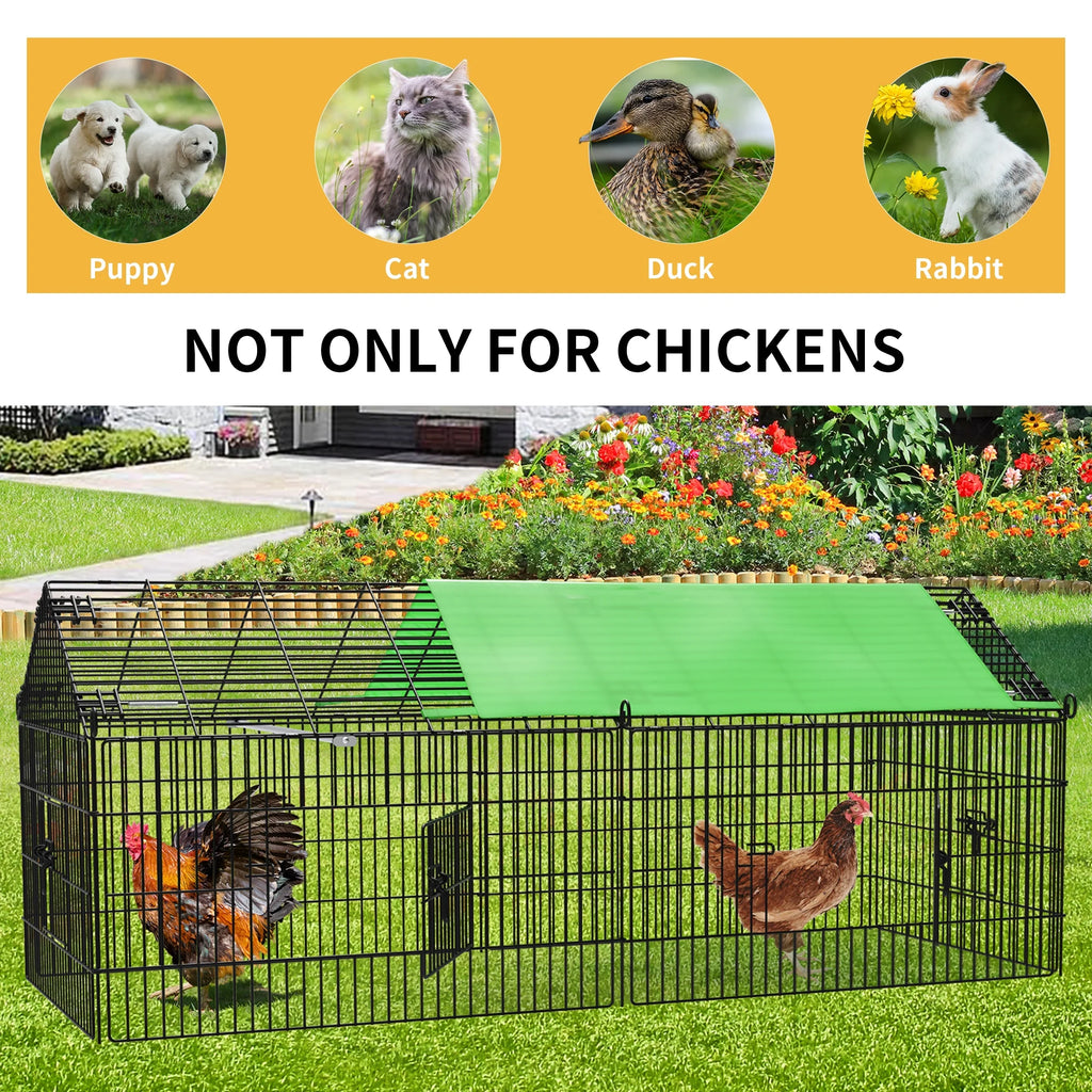 71-inch Metal Chicken Coop with Waterproof Cover O7026