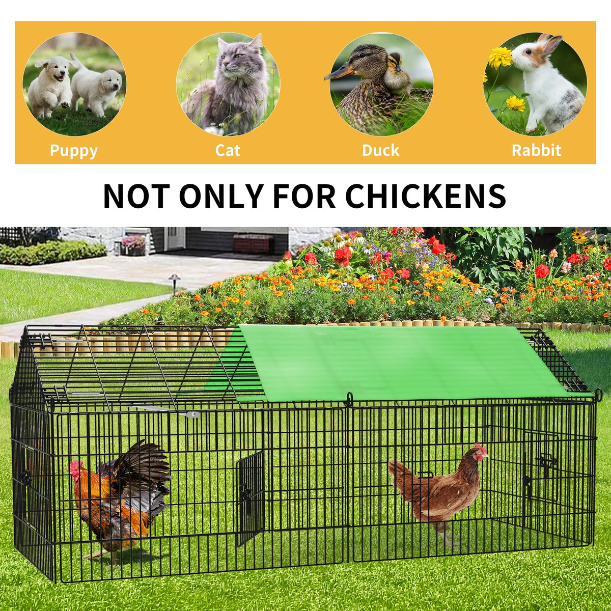 71-inch Metal Chicken Coop with Waterproof Cover O7026
