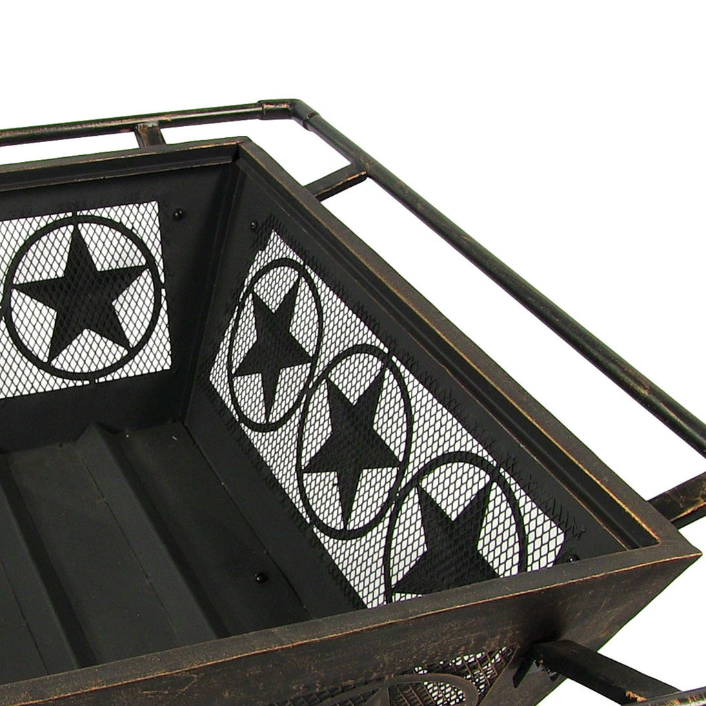 32 Square Outdoor Fire Pit with Cooking Grate & Spark Screen W685