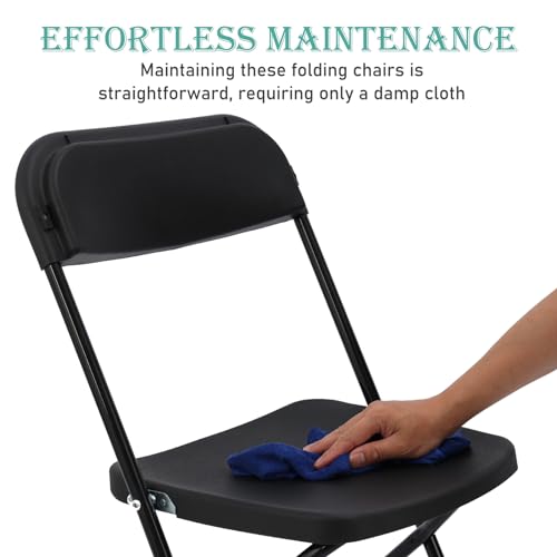 White Plastic Folding Chairs, 10 Pack Stackable Steel Frame O229384