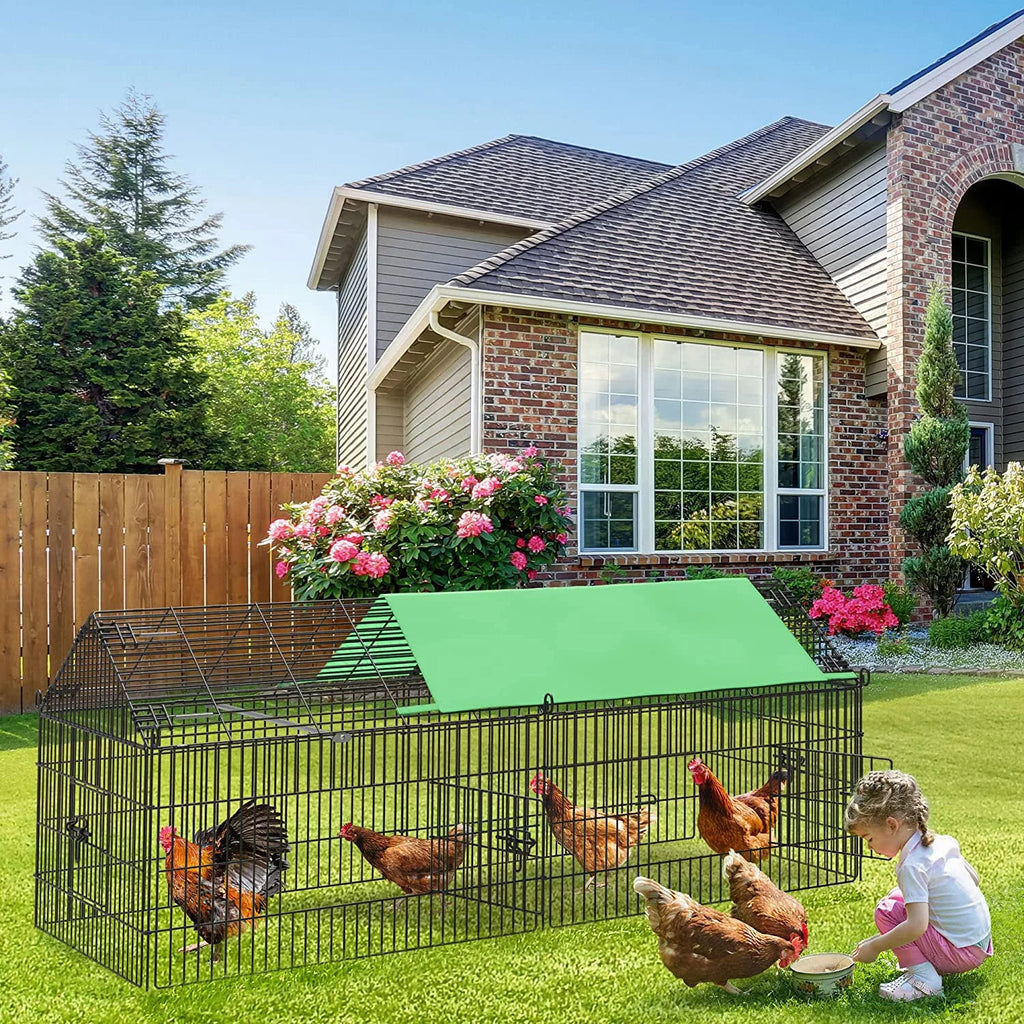 71-inch Metal Chicken Coop with Waterproof Cover O7026