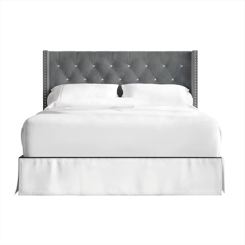 Button Tufted Wingback Velvet Upholstered Queen Bed G13889