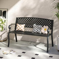 50” Metal Outdoor Garden Bench with Armrests and Backrest W32115