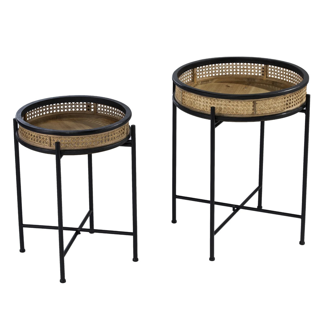 2-Piece Round Rattan Accent Table Set F660134
