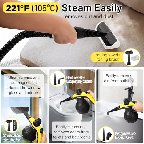 Handheld Multipurpose Steam Cleaner with Safety Lock and 10 Accessory Kit W9958