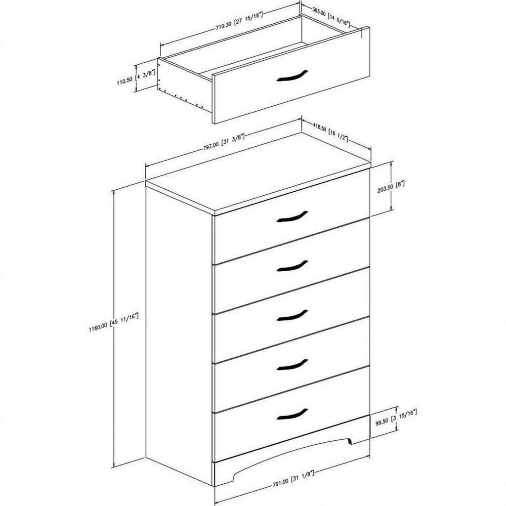 2-Piece 5-Drawer Chest and 6-Drawer Double Dresser Z111