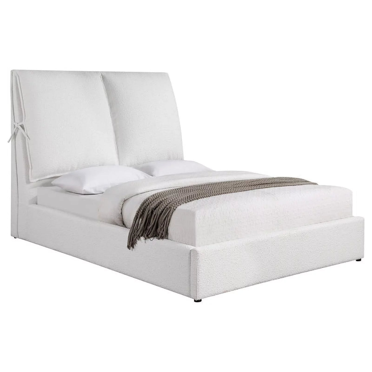 White Fabric Upholstered Queen Bed Q5220