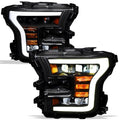 Compatible With 2015-2017 Ford F150 Black Housing Full LED Sequential Projector Headlights S40885