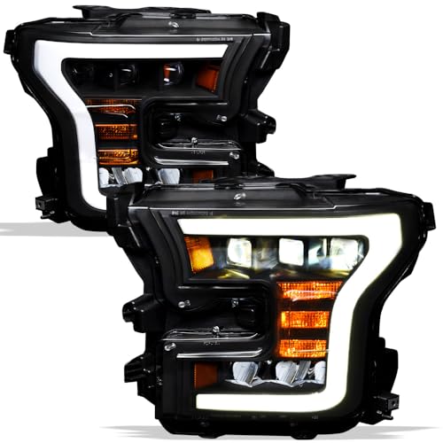 Compatible With 2015-2017 Ford F150 Black Housing Full LED Sequential Projector Headlights S40885