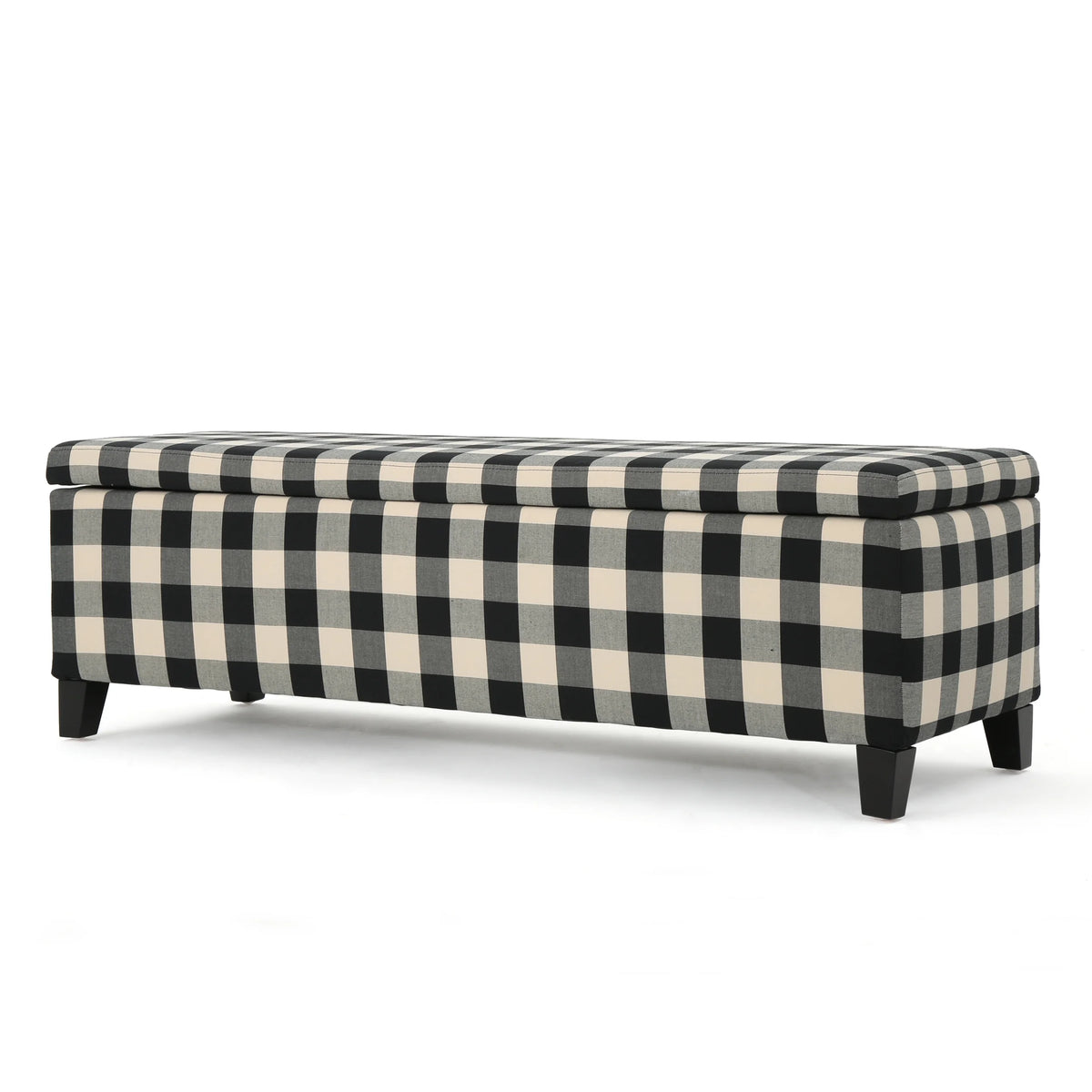 Black Checkerboard Fabric Storage Ottoman C711754